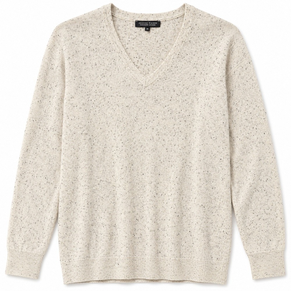 NWT Jeanne Pierre Heritage Cashmere Sweater Women Medium Oatmeal Soft Academia